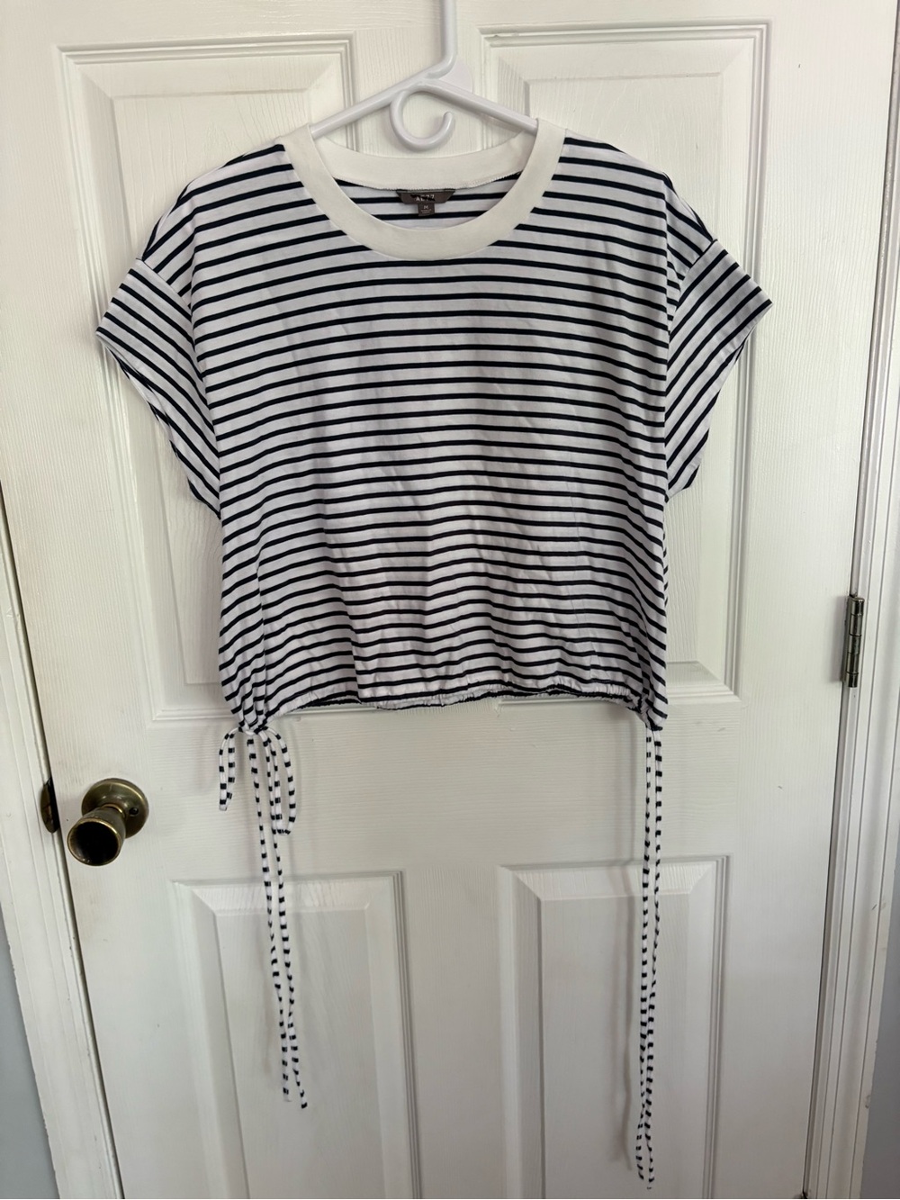 American Eagle Outfitters Blue & White Striped Drawstring Top